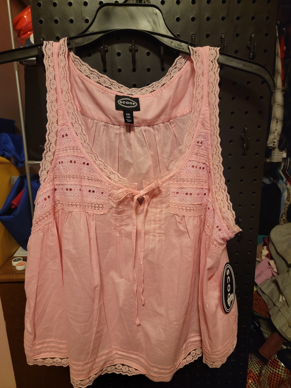 Ecoop Pink Lace-Trim Sleeveless Tank Top